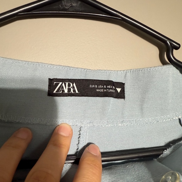 ZARA Light Blue Wide-Leg Trousers | Size S | High Waist | Minimalist Pants - Picture 3 of 4